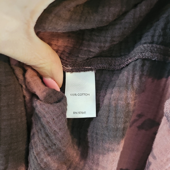 J. JILL COTTON  button down tie dye ombre summer beach top pink purple WT225 - Picture 6 of 7